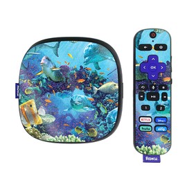 MightySkins Glossy Glitter Skin Compatible with Roku Ultra HDR 4K Streaming Media Player (2020) - Ocean Friends | Protective, Durable High-Gloss Glitter Finish | Easy to Apply | Made in The USA