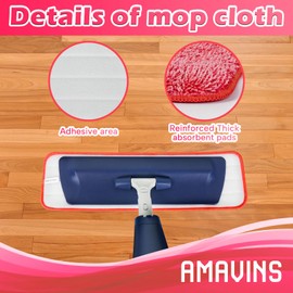 AmaVins 3 Pack Microfiber Cleaning Pads with All Bona Mop, Reusable Microfiber Mop Pads for 18 Inch Mop, Hardwood Floor Replacement Cleaning Mop Pads, Machine Washes