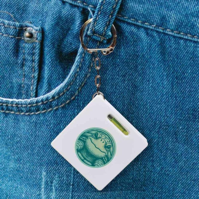 Azeeda 'Cute Smiling Turtle' Keyring Tape Measure/Spirit Level Tool (KM00043121)