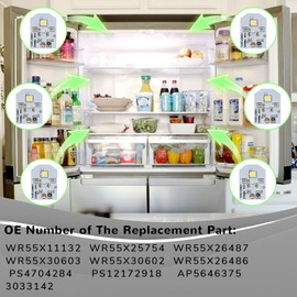 WR55X11132 WR55X25754 Refrigerator Light Replacement LED for GE Refrigerator WR55X30602 WR55X26486 PS4704284 3033142 EAP12172918 AP6261806 PS12172918 AP5646375, No-Include Plastic Cover (6 Pcs)