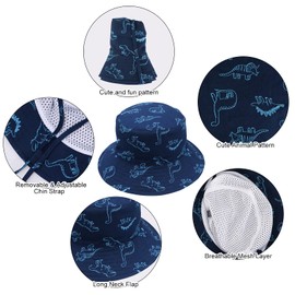 JUPSK Child Sun Hat, UV Protection Beach Cap Kid's Bucket Hat Summer Hat for Toddler Boys Girls