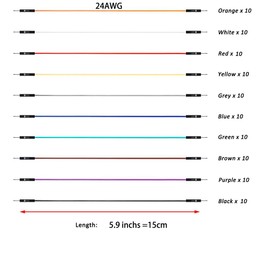 GTIWUNG 100 Stück Jumper Wire Kabel Steckbrücken, Steckbrett, 15cm Male-Male Cabel Steckbrücken 24AWG Drahtbrücken für Arduino und Raspberry Pi Breadboard, Zehn Farben, je 10 Stück