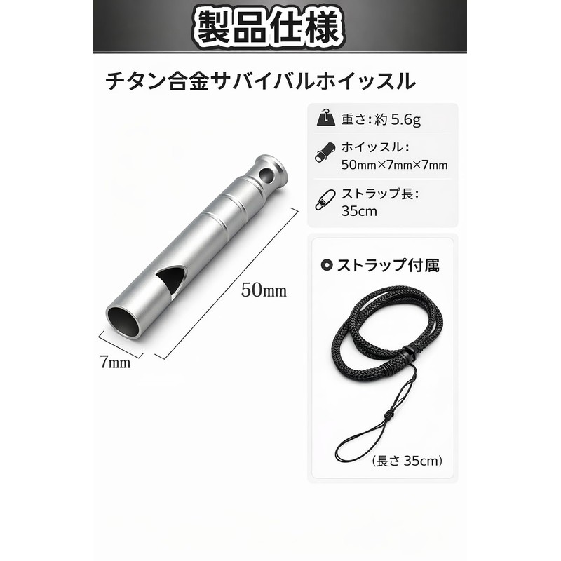 Titanium Alloy, Disaster Prevention Whistle, Set of 2, Loud 120
