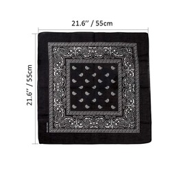 Bycc Bynn 3 Pack Pure Cotton Paisley Pattern Bandanas Square Scarf Headwear (Black + Red + White)