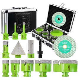 FACHLICH Tile Hole Saw Kit Diamond - (6/6/8/20/25/35/50/65/100mm Drill Bits+Finger Bit+Chamfer Bit+Adapter+Tile Blade) Diamond Hole Saw Kit for Porcelain Ceramic Marble Brick Granite,5/8"-11 Thread