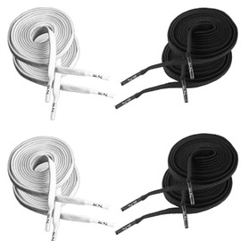 Chromacast Unisex's 4 Pack EZ Stretch Shoe, Elastic Stretchable Sneaker Lace, White/Black, 54 inches