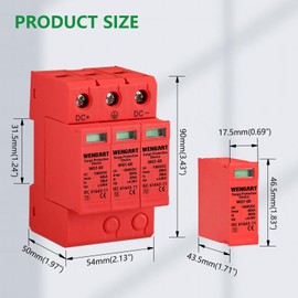 Wengart Surge Protection Device 3P 1000VDC 40-60KA Rail Mounting with Fault Indicator Suitable for Lightning Protection Around the House