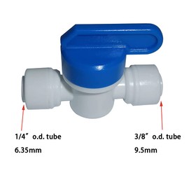 YZMSZ Food-Grade Quick Connector Push-In Tube Fitting - 1/4"to 3/8" O.D. Reducing Tube Shut off Ball Valve for Reverse Osmosis Water Filter Purifier (Pack of 5)