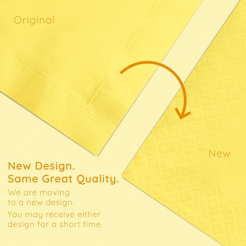 Creative Converting 3-Ply Paper Beverage Napkins, Mimosa Yellow, 50 Count