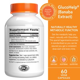 Botanic Choice Gluco Help Banaba Leaf Extract-Gluten Free, Non-GMO for Men & Women, 60 Capsules