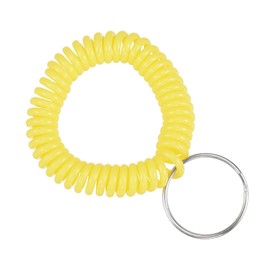 PATIKIL Spiral Keychain, 4 Pack Plastic Wrist Coil Keyring Wristband Stretchable Key Holder Lanyard for Sports Outdoor, Yellow