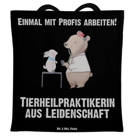 Mr. & Mrs. Panda Passionate Animal Healing Practitioner - Gift, Bag, Thank You, Anniversary, Thank You, Employee, Fabric Bag, Shopping Bag, Jute Bag, black, Hand Drawn