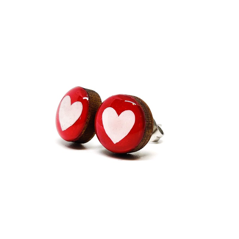 Hearts 10 mm Stud Earrings, Handmade, Posts for Sensitive Ears