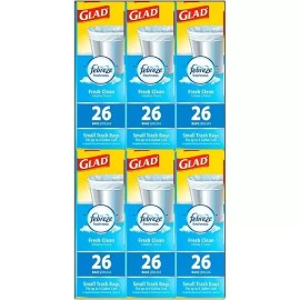 Glad Small Twist-Tie White Trash Bags Fresh Clean Scent 4 Gal 156 Count
