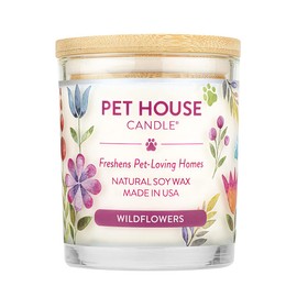 Pet House 9 oz Wildflowers Scented Pet Odor Candle, Clean Burning, Long Lasting, Plant Based Spring, Summer Scented Soy Candle, 60 Hour Burn Time