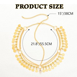 Zehope Boho Sequin Head Chain Gold Layered Hair Chains Festival Costume Tassel Hair Accessories for Women