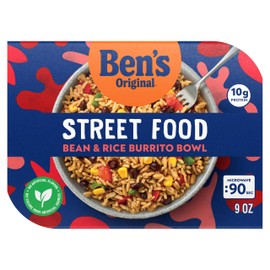 BEN'S ORIGINAL Street Food Bean & Rice Burrito Bowl, Prepared Entrée, Microwave in 90 Seconds, 9 oz​