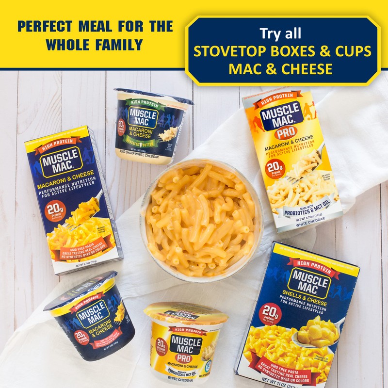 Muscle Mac Macaroni and Cheese Dinner with Real Cheese, Microwaveable,