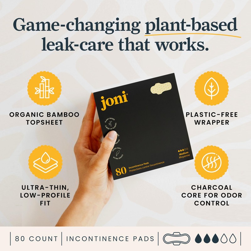 joni Pads, Bamboo Incontinence Pads for Bladder Leaks, Light-Medium Support,