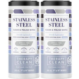 Therapy Stainless Steel Wipes, 30 Count (2 Pack) - Appliance Cleaner for Fridge, Dishwasher, Oven, Stove, Sink, Microwave, and More - Removes Smudges, Fingerprints, and Leaves a Streak-Free Shine
