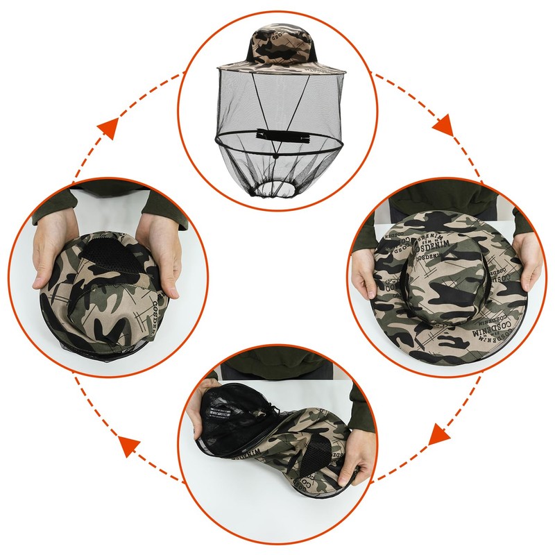 T Tersely 2 Pack Mosquito Head Net Hat,Breathable Outdoor Sun