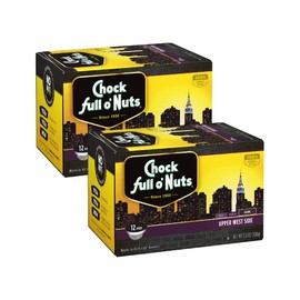 Chock Full o’Nuts Upper West Side Dark Roast, K-Cup Compatible Pods – Arabica Coffee in Eco-Friendly Keurig-Compatible Single Serve Cups (3.8 Ounce (Pack of 2))