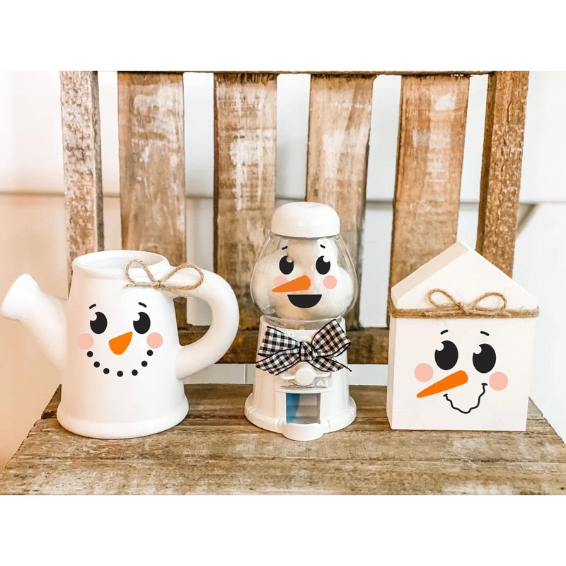 5” Christmas Snowman Face Stencils for Painting on Wood Reusable