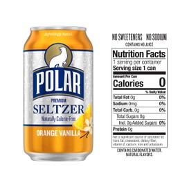 Polar Seltzer Water Orange Vanilla, 12 fl oz cans, 24 pack