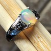 Genuine Ethiopian Opal Cabochan, Black Spinel 925 Solid Sterling Silver