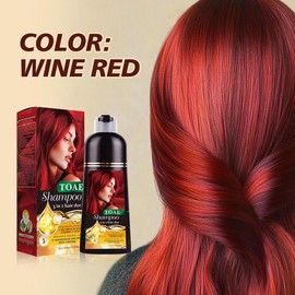 Toae New upgraded formula Hair ColorShampoo, Quick hair dye,hair care, Fruityaroma, Various colors available, 3-n-1 Plantextracts Natural Shampoo, Long LastingAmmonia-Free, Haircare, Mild,Wine RedChestnut-Brown,Natural-Black,herbal hair color shampoo - C