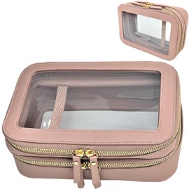 JAZD Organizador de bolsa de maquillaje transparente, bolsa de maquillaje, bolsa de cosméticos para mujeres, bolsa de maquillaje de viaje, bolsa de maquillaje pequeña, bolsa de maquillaje transparente, bolsa de maquillaje para bolsa de bolso, Mauve, Bols