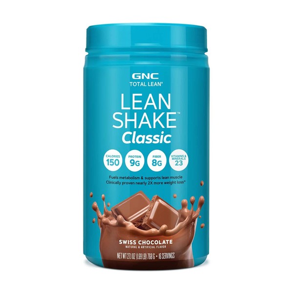 GNC Total Lean | Lean Shake 25 Protein Powder | High-Protein Meal Replacement Shake | Swiss Chocolate | 16 Servings