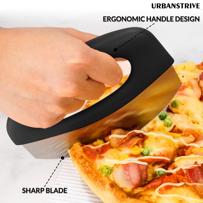 Urbanstrive Heavy Duty Stainless Steel Pizza Cutter with Cover, Super
