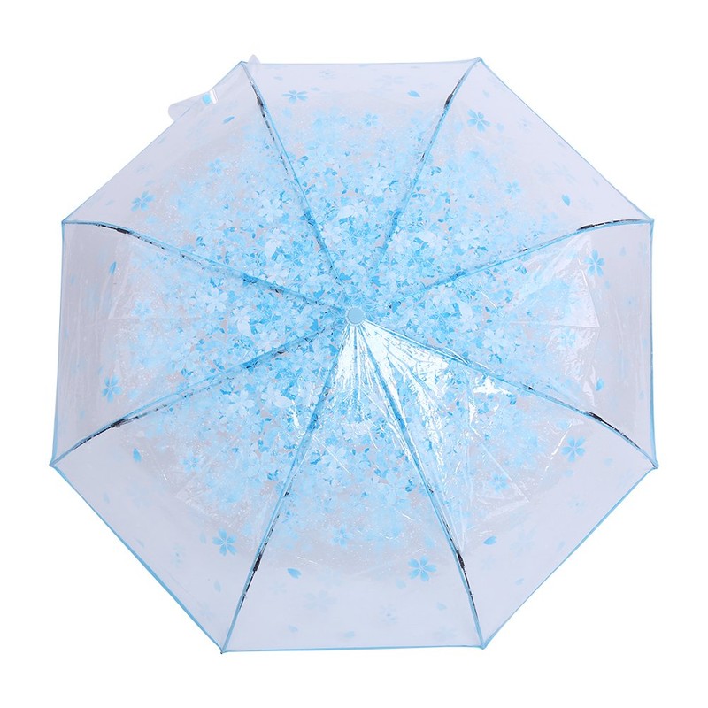 36 Inch Transparent Clear Folding Umbrella with Cherry Blossom for