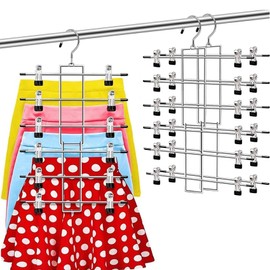 Grucce salvaspazio per pantaloni, confezione da 2 grucce resistenti con clip regolabili, appendiabiti multistrato per armadio, ideali per jeans, pantaloni, sciarpe, leggings
