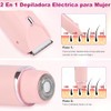 2 En 1 Depiladora Mujer Eléctrica con Luz LED Portátil