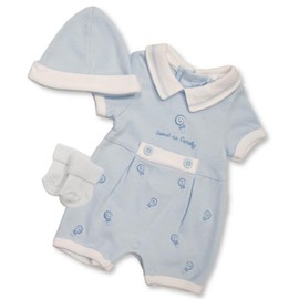 Premature Baby Clothes 3-5lbs or 5-8lbs - Tiny Baby Clothes Set with Romper and Socks, Blue, 5-8 lb