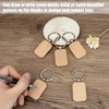 Moovul 60Pcs Blank Rectangle Wooden Keychain DIY Wooden Keychain Key