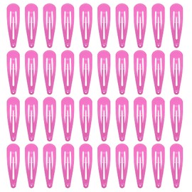40 Counts Colorful Metal Snap Hair Clips 2 Inch Barrettes for Women Accessories (hotpink)
