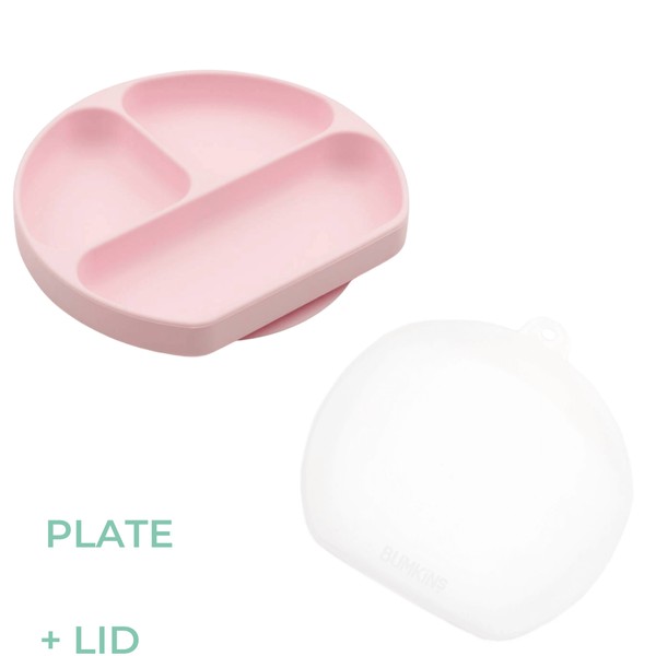 Bumkins Silicone Grip Dish | Pink with LID