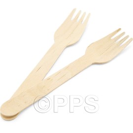 100 x Enviro Wooden Forks - Biodegradable Compostable Disposable Cutlery 100% Birchwood