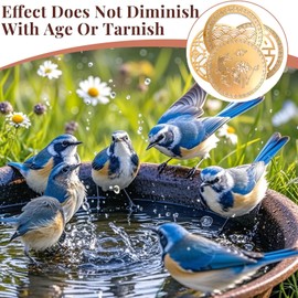 Copper Bird Bath Purification Disk, Water Wiggler for Bird Bath, Bird Bath Copper Disk, 1mm Reinforced 99% Pure Copper Cleaning Disk, Universal Fit for Outdoor Birdbaths, 4 Inch in Diameter (B)