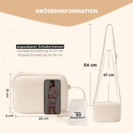 Tonny Black Mini Urban Comfort Women's Shoulder Bag, Crossbody Bag, Handbag, Adjustable Thin Strap, PU Vegan Leather, 15 x 20 x 5 cm, cream, 10 Zoll