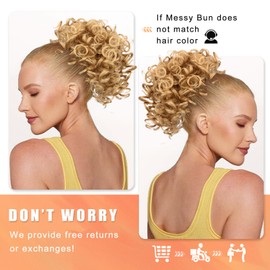 NOSTALGIA Blonde Messy Bun Hair Piece Elastic Drawstring Loose Wave Curly Hair Buns Syntheitc Hair Piece Hair Bun Extensions for Women Daily Use