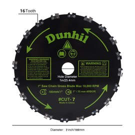 Dunhil 7 inch 16T 7” x 16T Chainsaw Tooth Brush Cutter Blades Metal Brush Cutter Blade with 2 set Adapter Kits for Weed Eater, Cutter, Trimmer