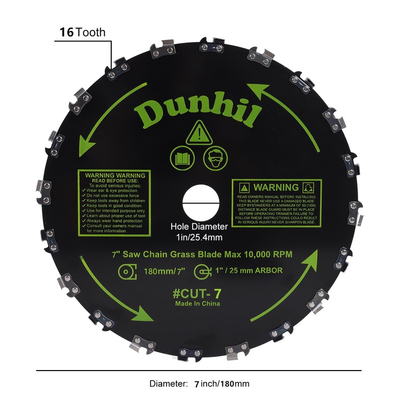 Dunhil 7 inch 16T 7” x 16T Chainsaw Tooth Brush