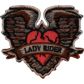 Ivamis Gothic Heart and Wings Lady Rider Patch - 3x2.75 inch - P7268