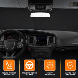 D-Lumina Front Windshield Sun Shade for 2011-2023 Dodge Charger, Foldable Front Window Sunshade Sunshade Sun Visor for UV Rays & Sun Heat Protection Interior Accessories
