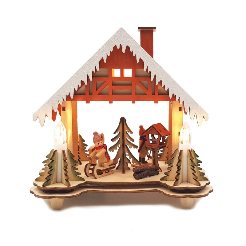 LED Christmas House Wooden Feeder Original Wichtelstube Collection Christmas Decoration