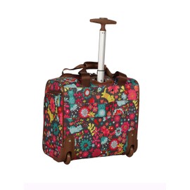 Lily Bloom Designer 15 Inch Carry On - Weekender Overnight Business Travel Luggage - Lightweight 2- Rolling Wheels Suitcase - Under Seat Rolling Bag for Women (Playful Garden Gray)